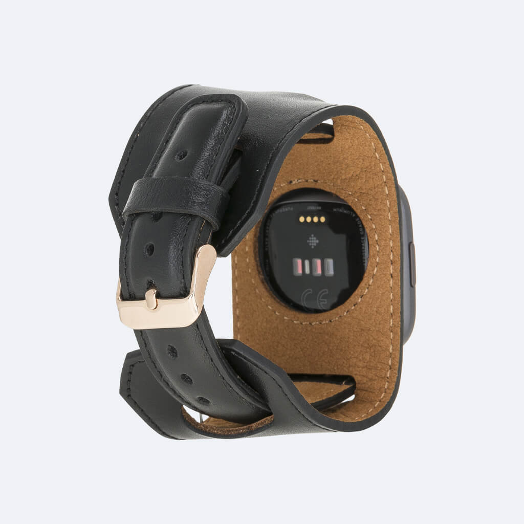 Fitbit versa hot sale black leather band