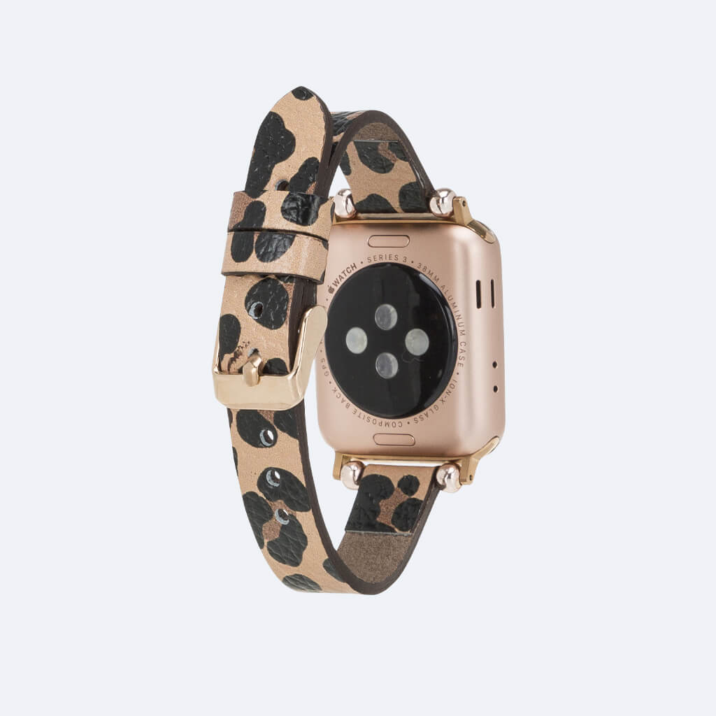 Women's Bracelet Leopard Print Apple Watch Strap Leather Band 38mm