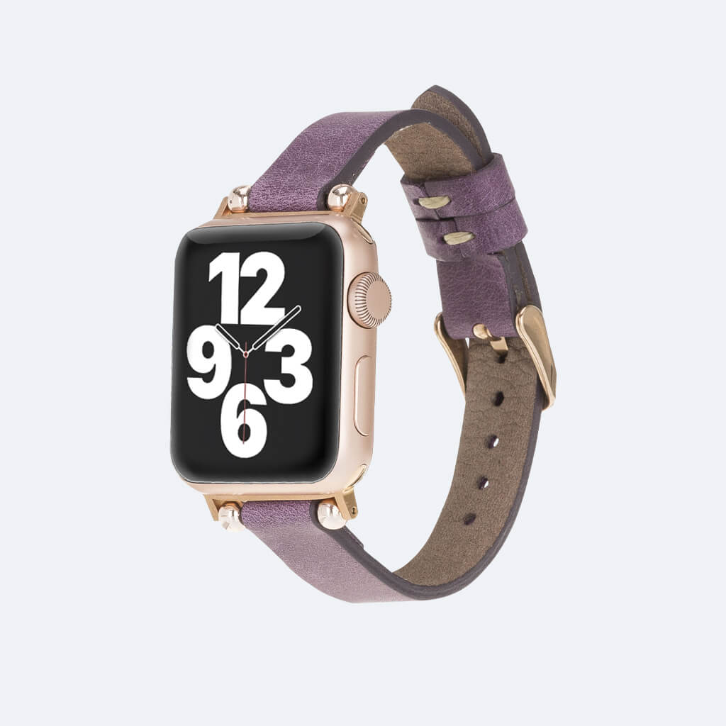 Leather Slim Apple Watch Band for Women | Oxa Leather, Purple / (41 | 40 | 38) mm