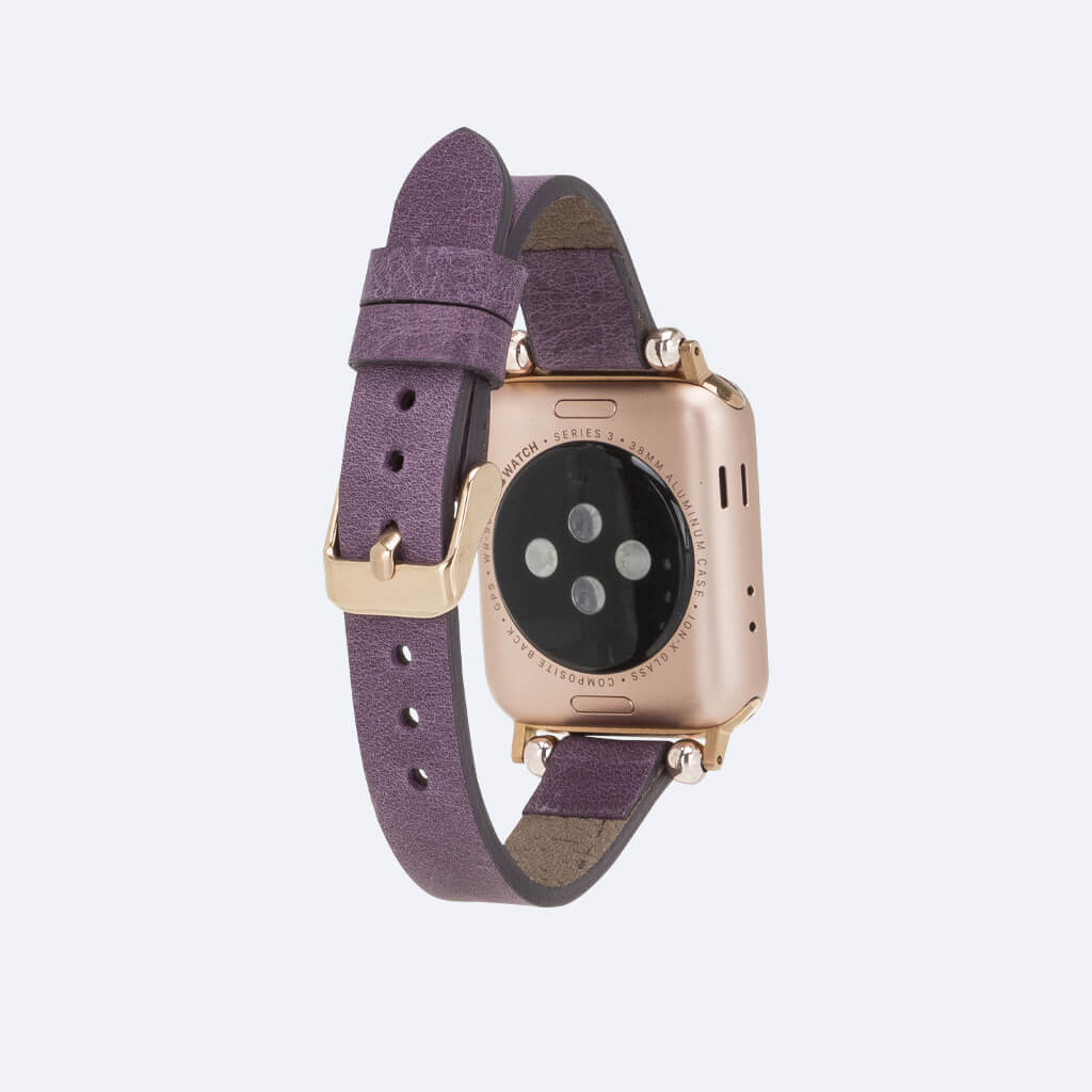 Slim Leather Band for Apple Watch | Oxa Leather, Black / 41mm | 40mm | 38mm / Rose Gold
