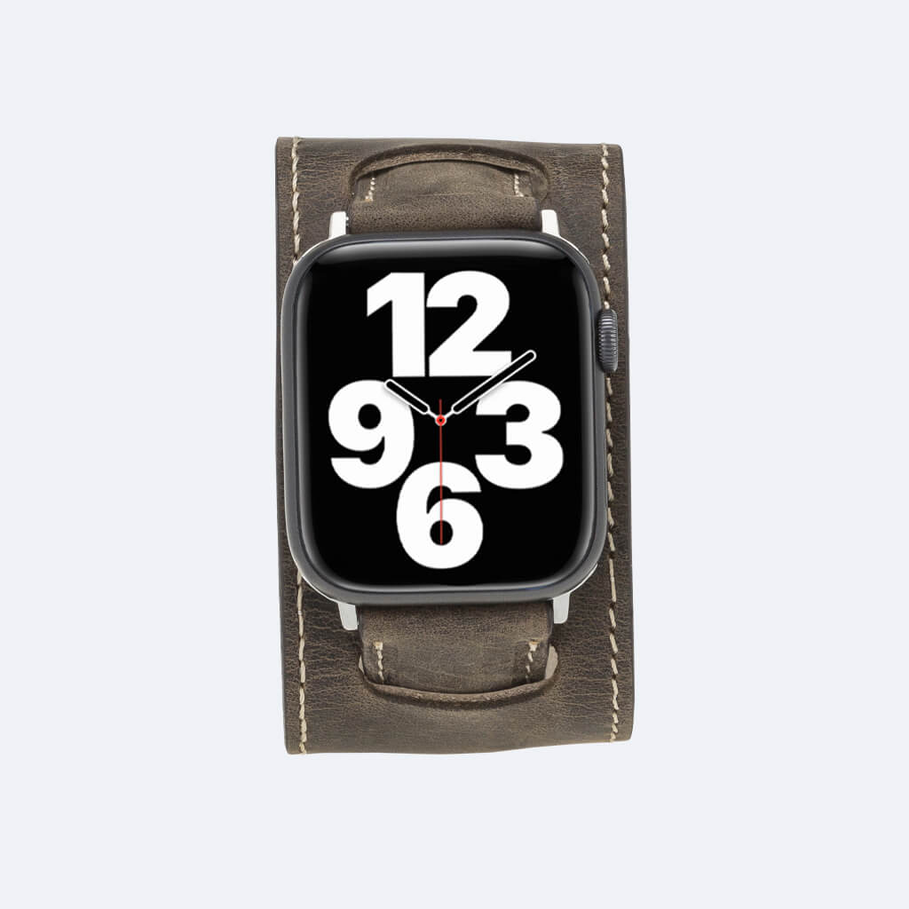 Black Double Buckle Apple Watch Leather Cuff