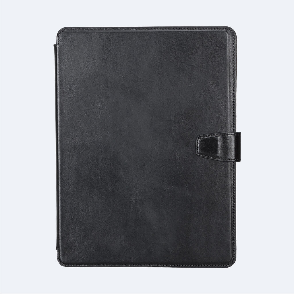 Luxury-Black-Leather-iPad-10.2-Folio-Case-with-Apple-Pencil-Holder-Oxa-3 monogram