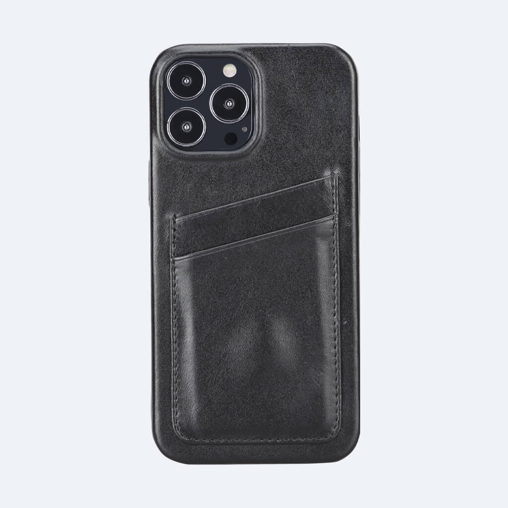 Full-grain Leather Card Holder Case for iPhone 12 Pro Max - Oxa Red Full-grain Leather Card Holder Case for iPhone 12 Pro Max - Oxa Red
