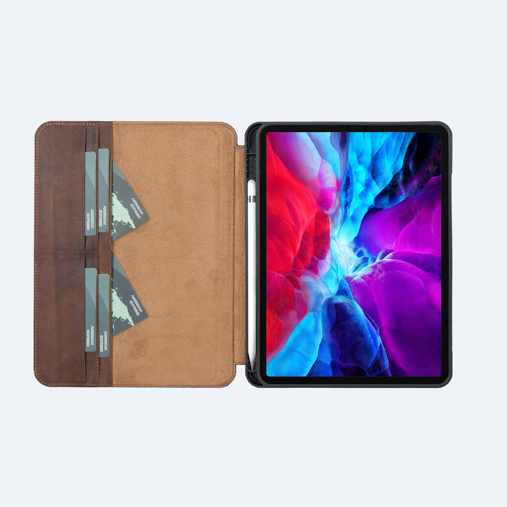 Best iPad Air 4 Leather Wallet Case with Pencil Holder - OXA 1