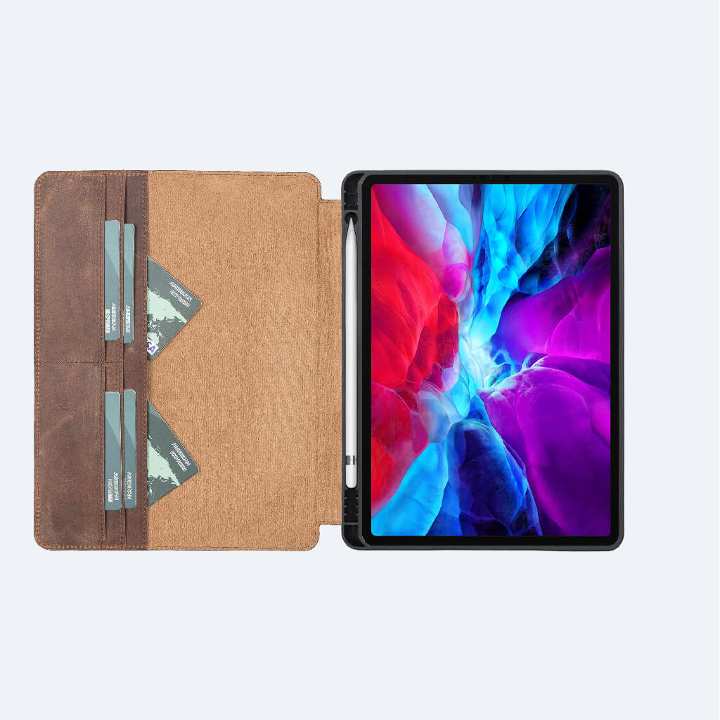 Luxury iPad 10.2 Leather Cover with Pencil Holder - OXA 9