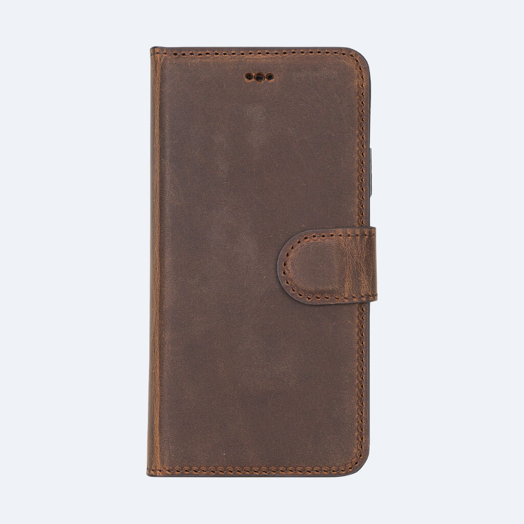 iPhone Xs Max Case Crave Vegan Leather Wallet, Leather Guard Series Brown