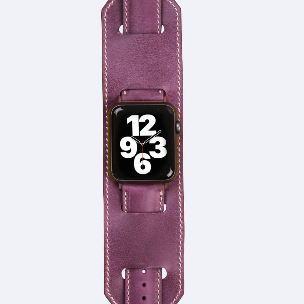 Leather Apple Watch Band in Cuff Style for 44mm / 40mm | Oxa Leather 19 monogram