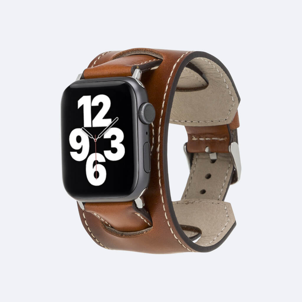 Wide leather discount apple watch band