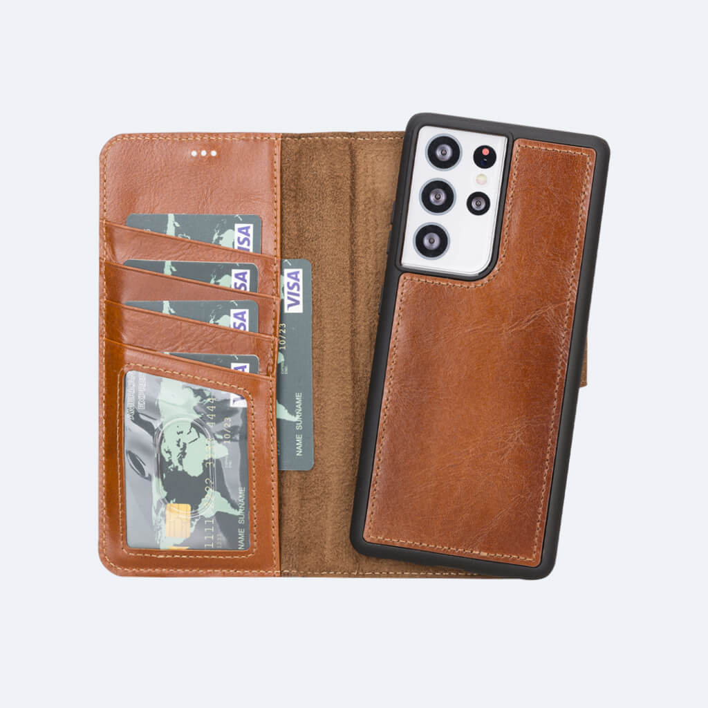 Premium Leather Wallet Case for Samsung Galaxy S21 Ultra - Oxa 15
