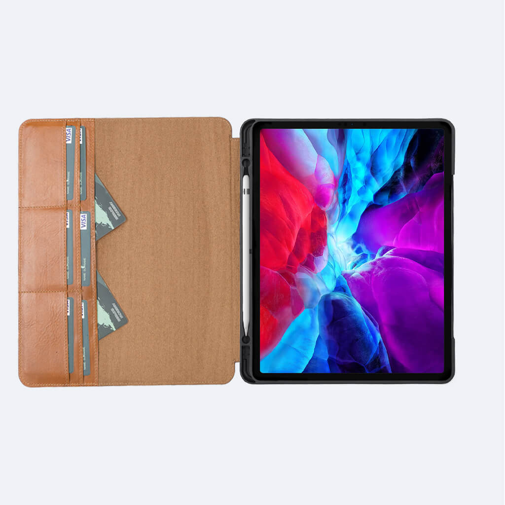 Ful-grain iPad Pro 12.9 Leather Case with Pencil Holder - Oxa Brown / 5th Gen. (2021 Release)