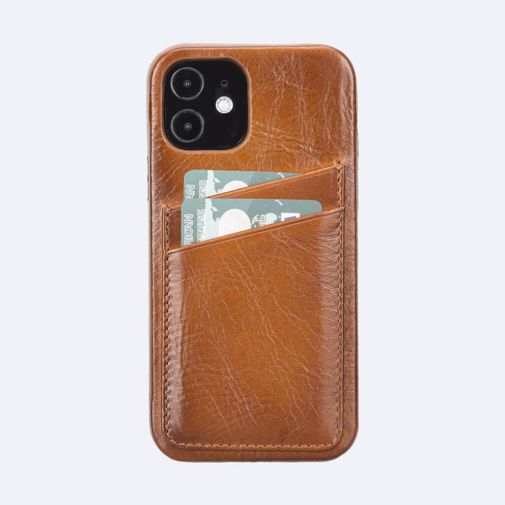 Full Cover Leather iPhone Case with Card Slots Brown / iPhone 12 Pro Full Cover Leather iPhone Case with Card Slots Brown / iPhone 12 Pro