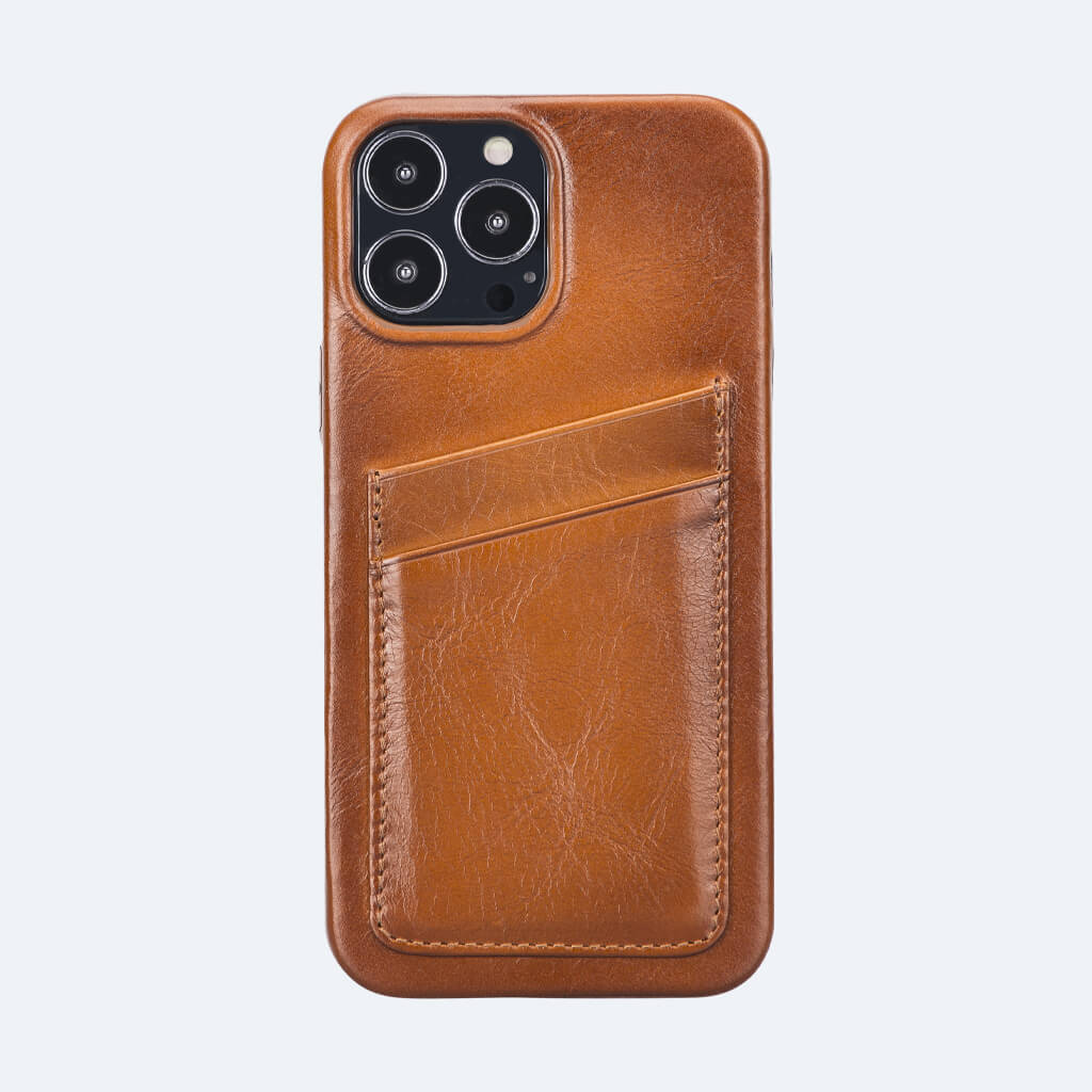 iPhone 13 Pro Max Leather Case with Card Holder, Black