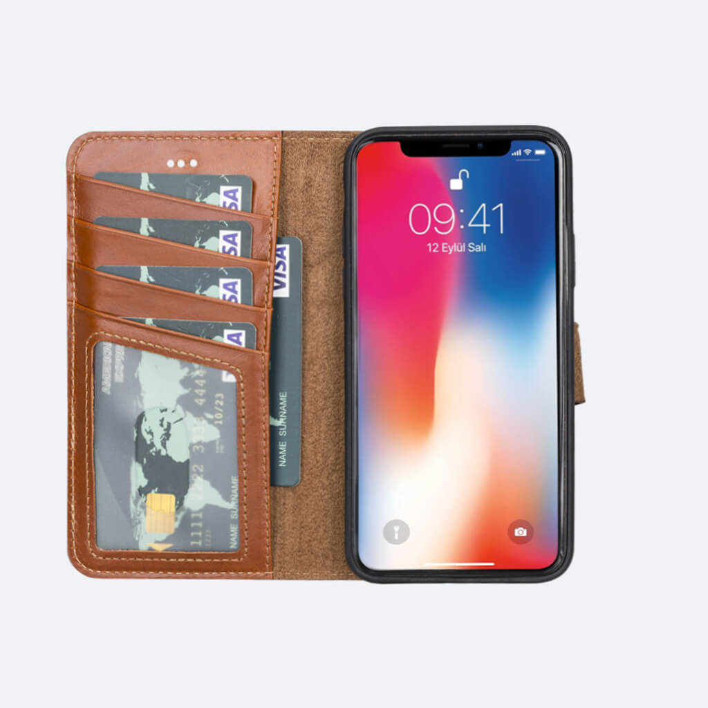 Leather Wallet Case for iPhone Xs Max - Oxa Black