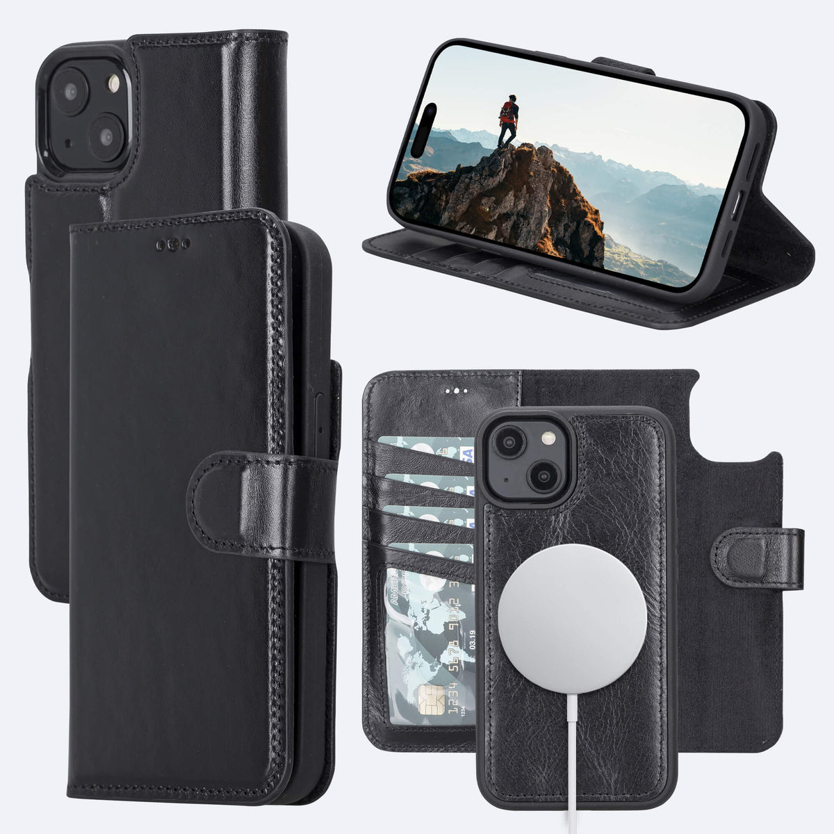 iPhone 14 Plus Leather Wallet Case