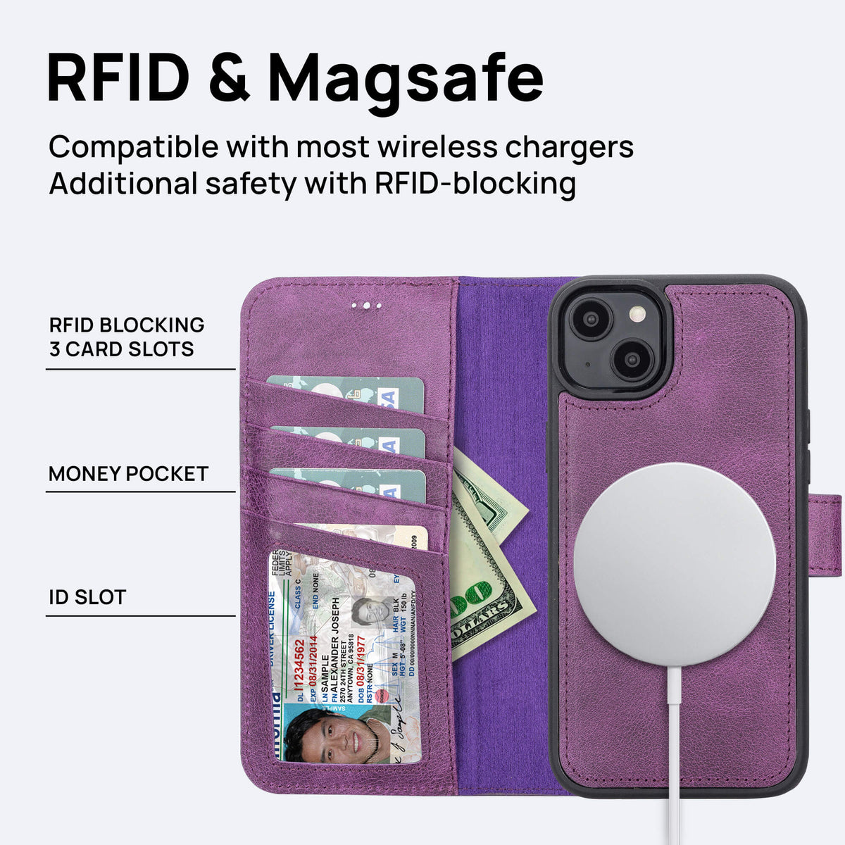 iPhone 14 Plus Leather Wallet Case
