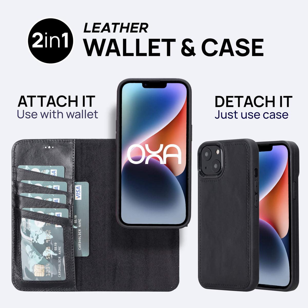 iPhone 14 Plus Leather Wallet Case