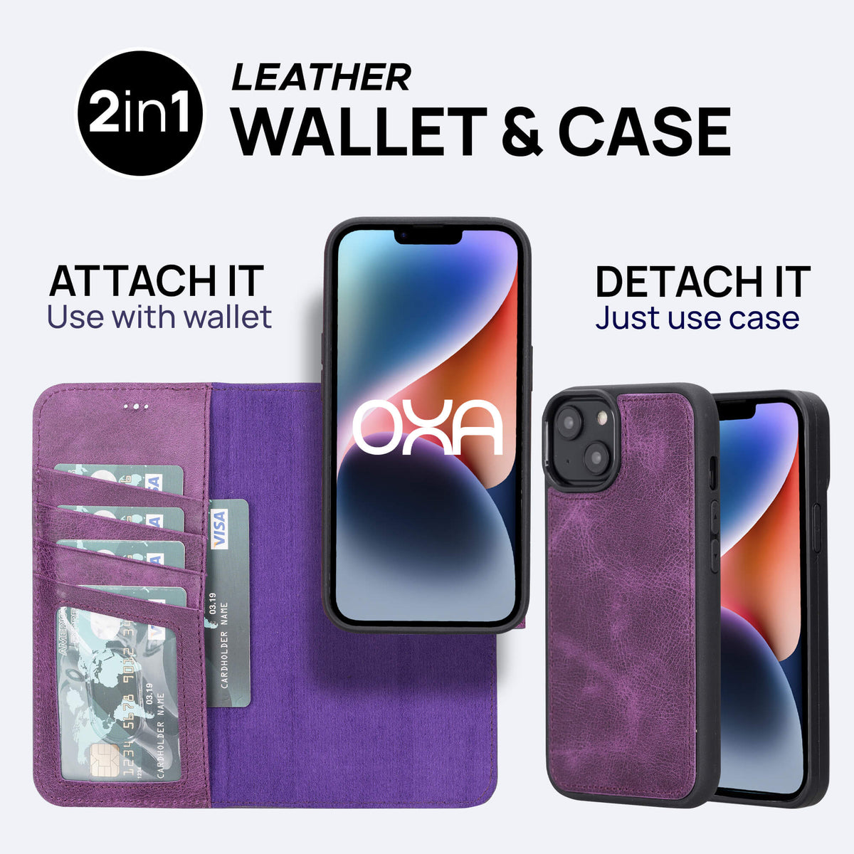 iPhone 14 Plus Leather Wallet Case